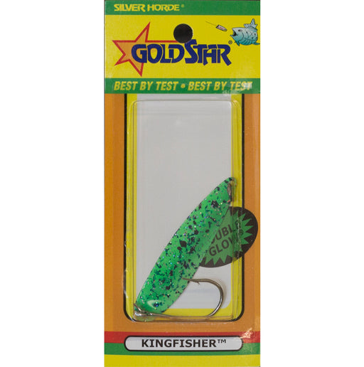 Gold Star Kingfisher 4 "Lite" Spoon 942 - Glow Green Spatter Back (AKA Green Hornet)